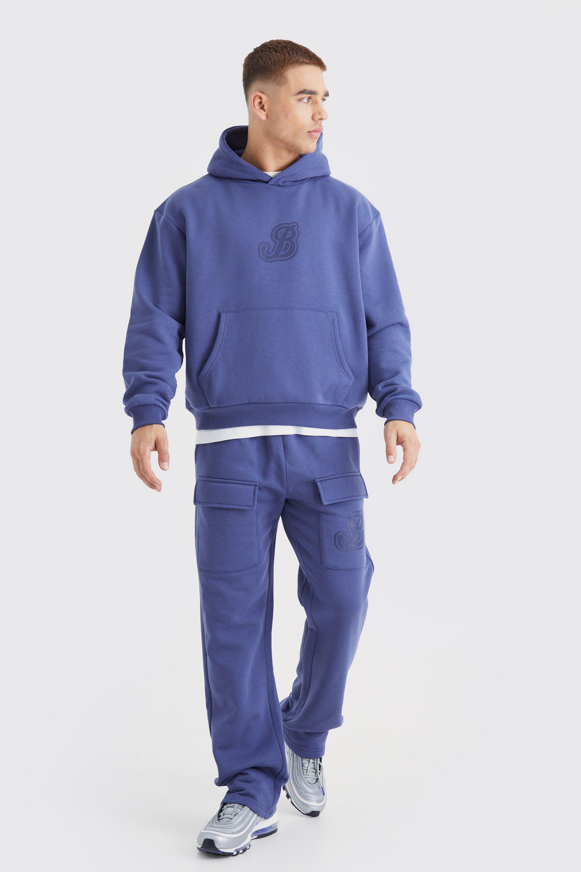 Boohooman on sale navy tracksuit